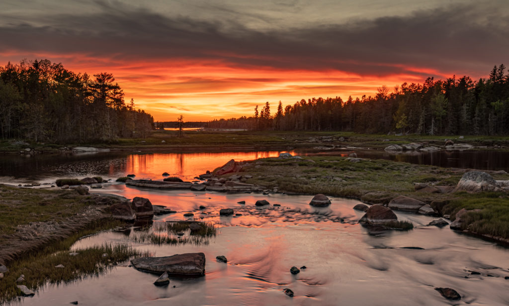 orange skies during sunset in Acadia National Park